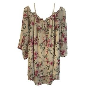 Boho Cold Shoulder Floral Blouse